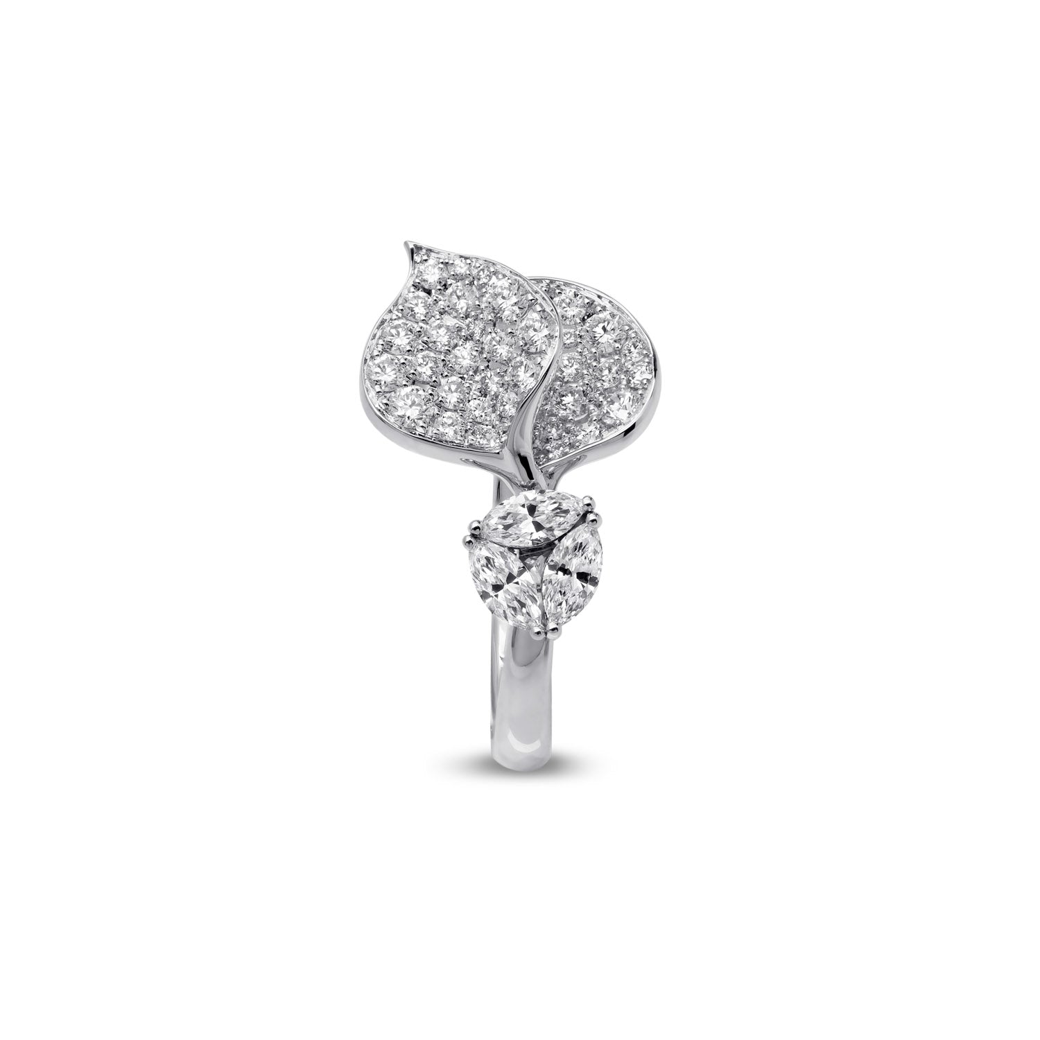 À FLEUR DE PARIS Diamond Double Leaf Ring