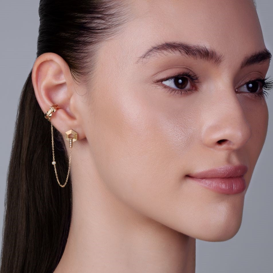 HONEY HONEY Ohrringe mit Ear Cuff und Diamanten