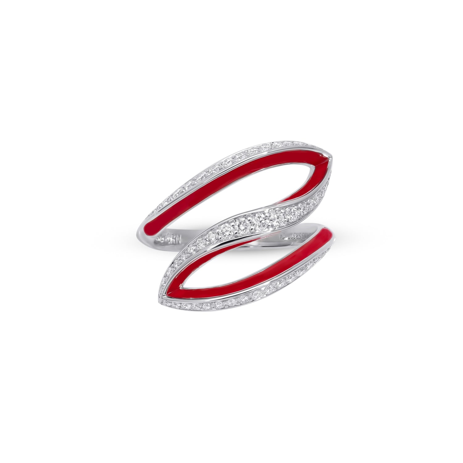 VIVA kleiner Ring mit Diamanten und roter Emaille