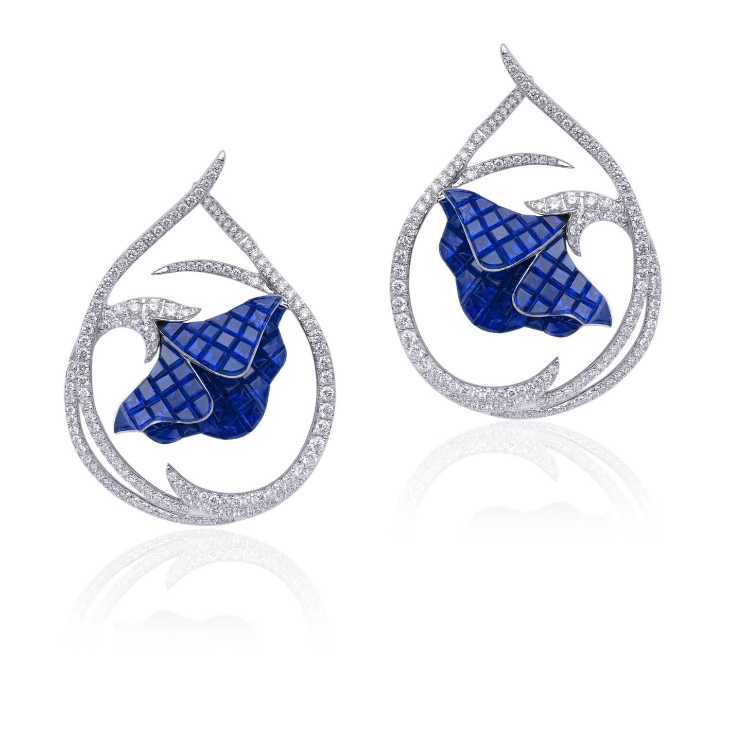 FLORAL Poppy Sapphire Earrings